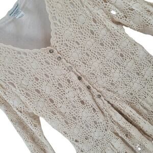 Jessica London Off White Crochet Cardigan Plus Size Soft Girl Cozy Vintage